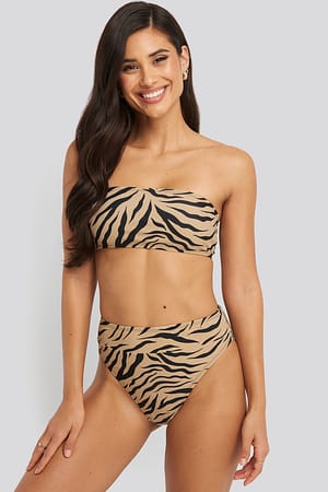 Zebra Maxi højtaljede bikinitrusser med blondekant