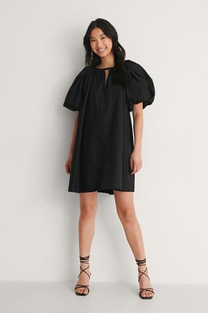 Black Maxi Volume Mini Cotton Dress