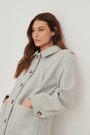 Light Grey Melange Button Jacket