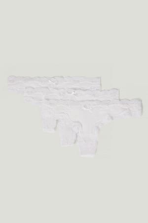 White Micro Lace Edge String 3-pack