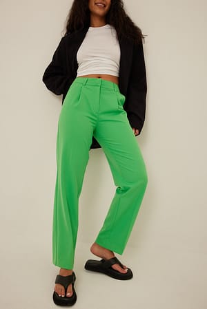Green Pantalones de vestir de talle medio