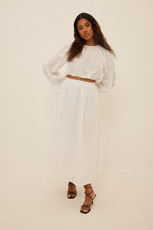 White Midi Anglaise Skirt