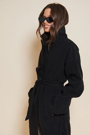 Black Frakke i overstørrelse med bælte