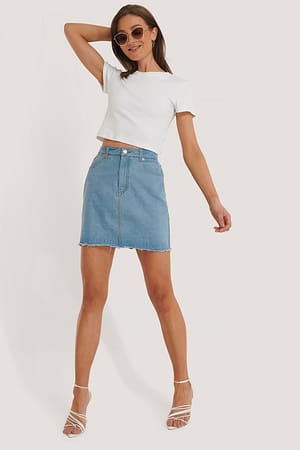 Light Blue Mini Denim Skirt