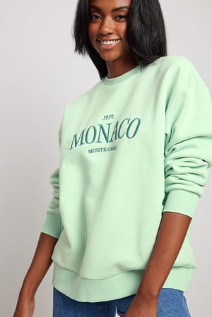 Light Green Pullover mit Aufdruck Monaco City