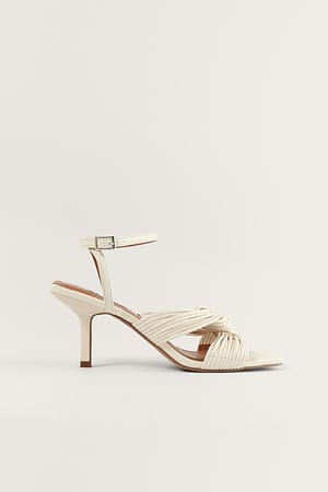 Offwhite Multistrap Knot Heels