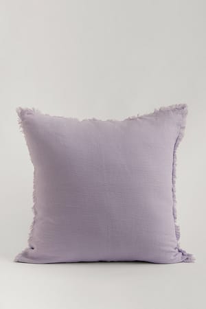 Purple Capa de almofada em linho com franjas