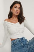 Offwhite Off Shoulder Rouched Top
