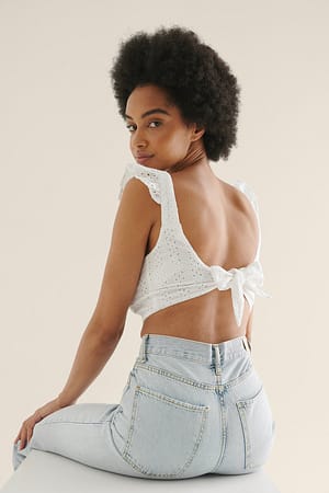 White Open Back Anglaise Top