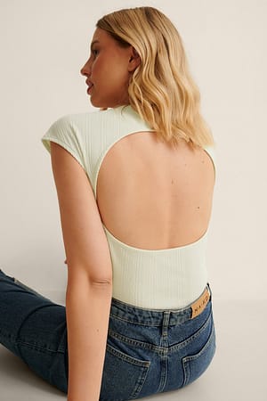 Offwhite Open Back Short Sleeve Top