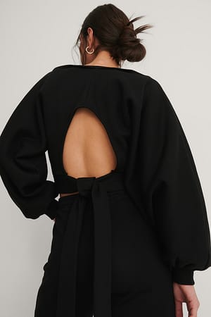 Black Økologisk genser med åpen rygg