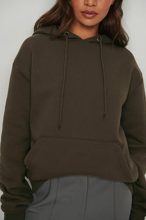 Brown Oversize hoodie med borstad yta