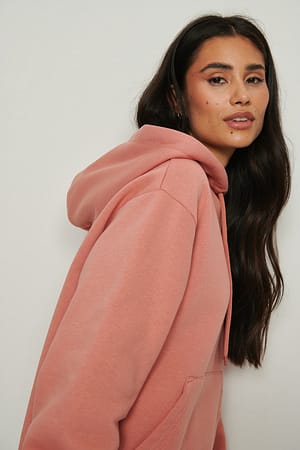 Dusty Dark Pink Oversize hoodie med borstad yta