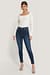 Organische skinny jeans met hoge taille en open zoom