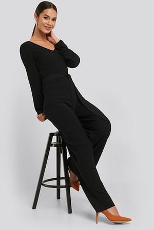 Black Crinkle Jersey Jumpsuit
