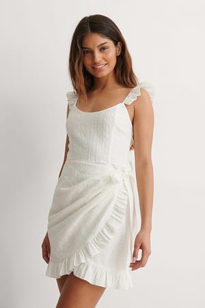 White Sukienka Z Kopertowym Przodem