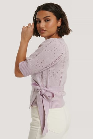 Light Purple Overlap Pattern Knitted Sweater