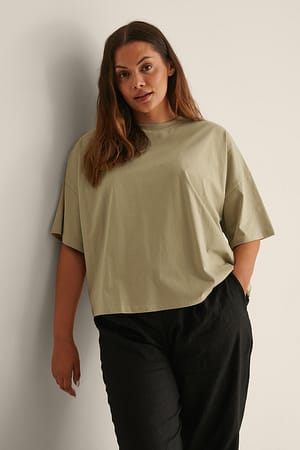 Khaki Økologisk oversize t-shirt