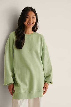 Green Sweatshirt Escovada Oversize orgânica