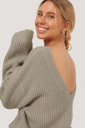 Grey Oversized Deep Back Sweater