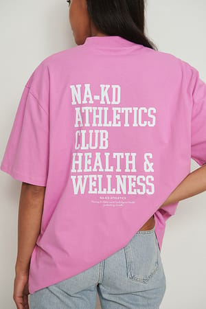 Pink Økologisk t-shirt i overstørrelse med høj hals