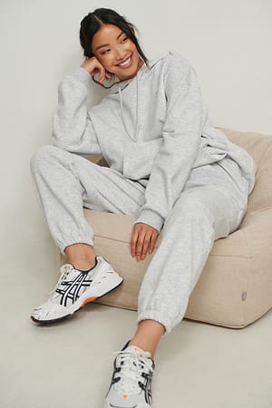 Light Grey Melange Ekologisk lång oversized hoodie