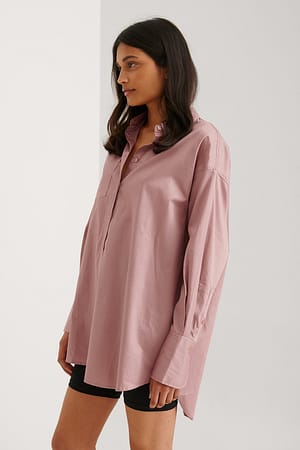 Pink Oversized skjorte med lomme