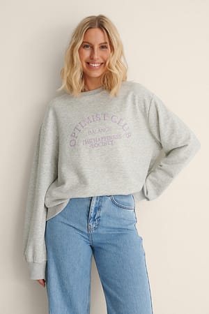 Grey Melange Oversized Round Neck Sweatshirt