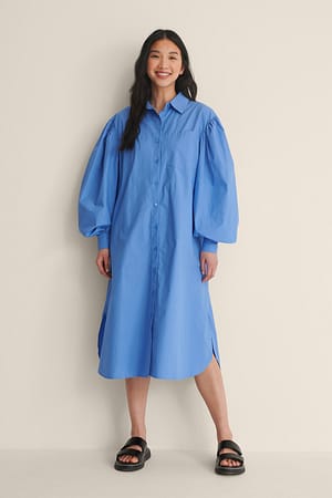 Blue Organic Oversized Shirt Dress