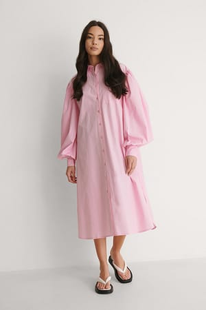 Pink Organic Oversized Shirt Dress