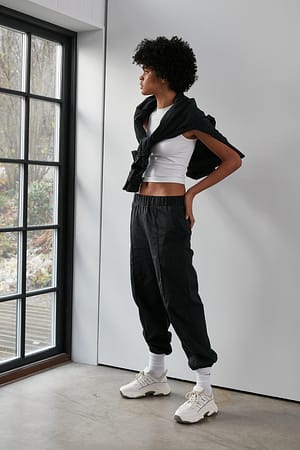 Black Windshell Jogger With Side Zipper