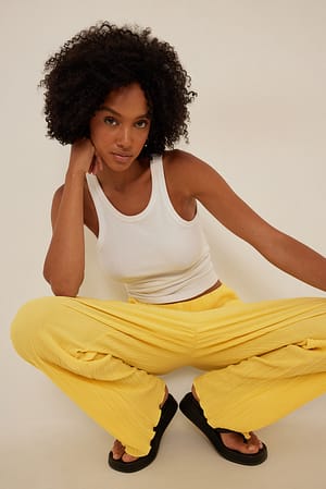 Yellow Plisserede bukser med elastisk talje
