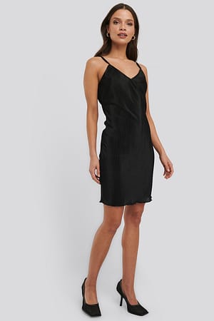 Black Pleated Slip Dress