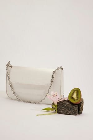 White Pocket Detail Baguette Bag