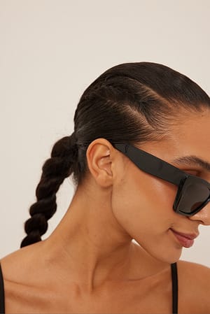 Black Cateye solglasögon med fyrkantig båge