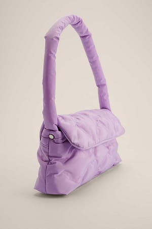 Lilac Puffy Quilted Baguette Bag