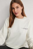 Beige Organic Quote Printed Sweater