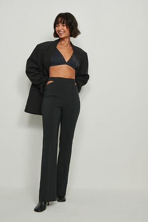 Black Recycled Cut Out Suit Pants