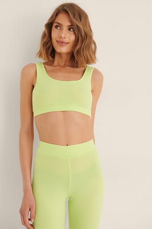 Lime Recycled Ribbed Cropped Top