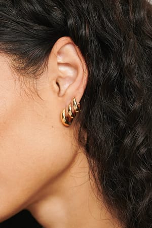 Gold Korte øreringe af genanvendt materiale (pakke med 2)