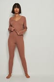 Terracotta Recycled Soft Ribbed High Waist Tights