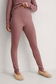 Rose Taupe Recycled Soft Ribbed High Waist Tights