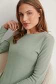 Light Khaki Recycled Soft Ribbed Round Neck Top