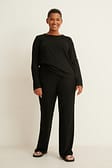 Black Recycled Soft Ribbed Wide Leg Pants