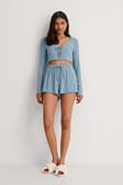 Blue Recycled Ribbed Loungewear Shorts
