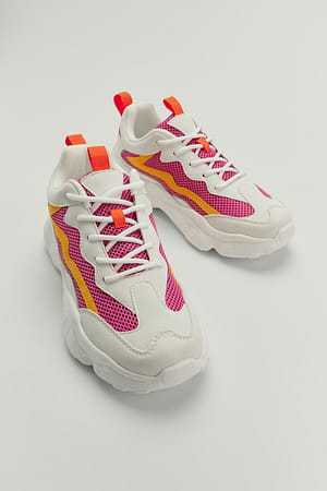 Orange/Pink Reflective Detailed Trainers