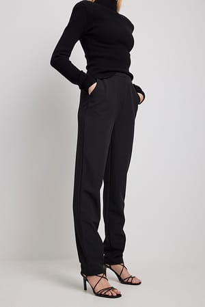Black Pantalón de traje de corte clásico y cintura media