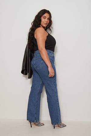 Mid Blue Relaxed Full Length Jeans