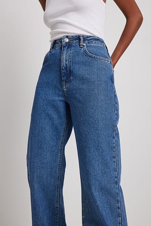 Mid Blue Økologiske afslappede jeans fuld længde
