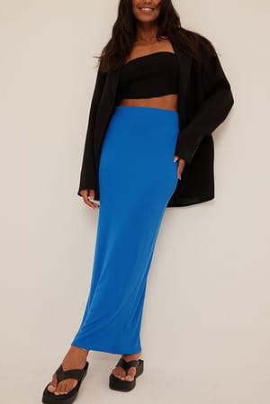 Dark Blue Rib Maxi Skirt